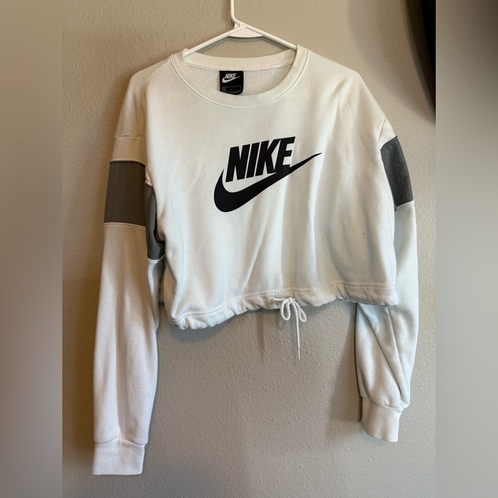 Nike White crop sweatshirt